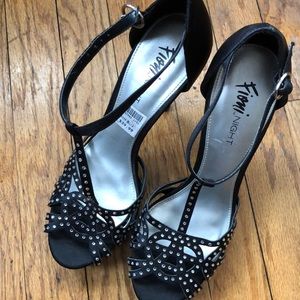 FIONA NIGHT Black Heels with Rhinestones